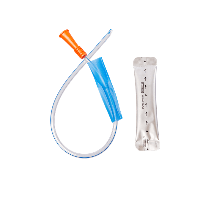 Nelaton Hydrophilic Coated Catheter with Water Sachet Coude Tip 40cm Male - All Sizes