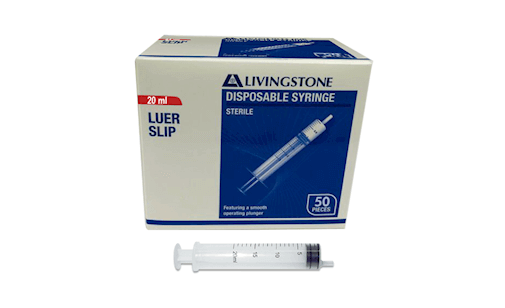 Livingstone 20ml Syringe - Luer Slip Tip, Eccentric
