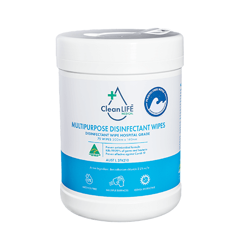 CleanLIFE Multipurpose Disinfectant Wipes Canister - 75 wipes