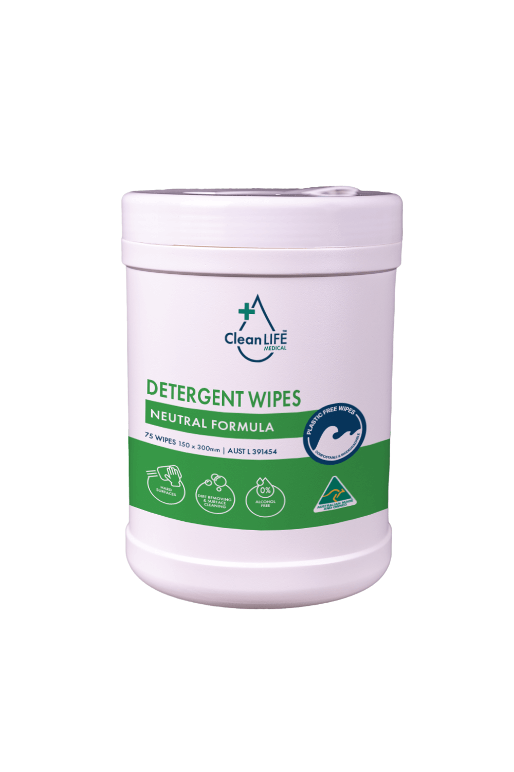 CleanLIFE Detergent Wipes Canister - 100 wipes