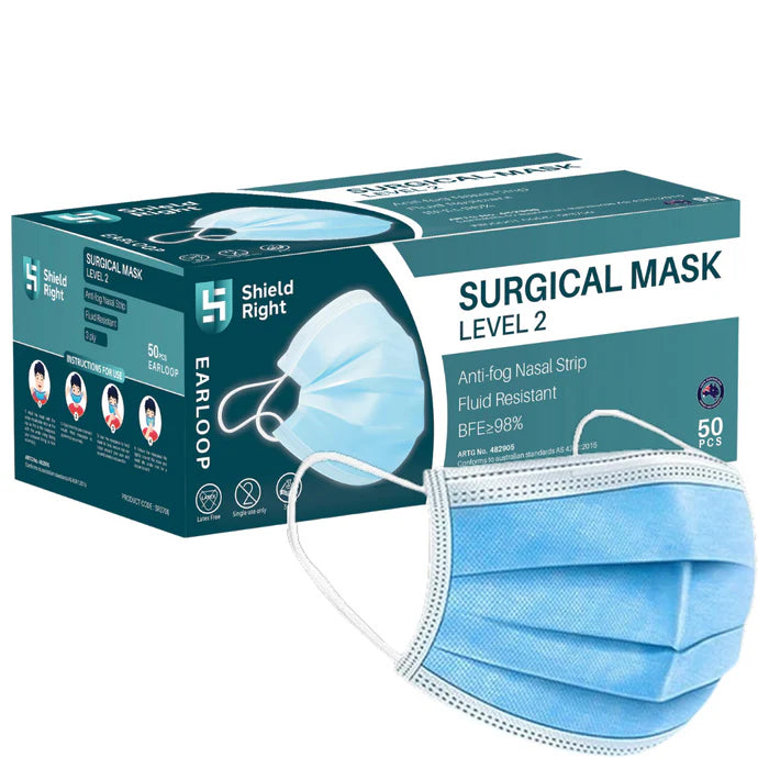 Shield Right Surgical Face Mask Latex Free Earloops – 40 Pack