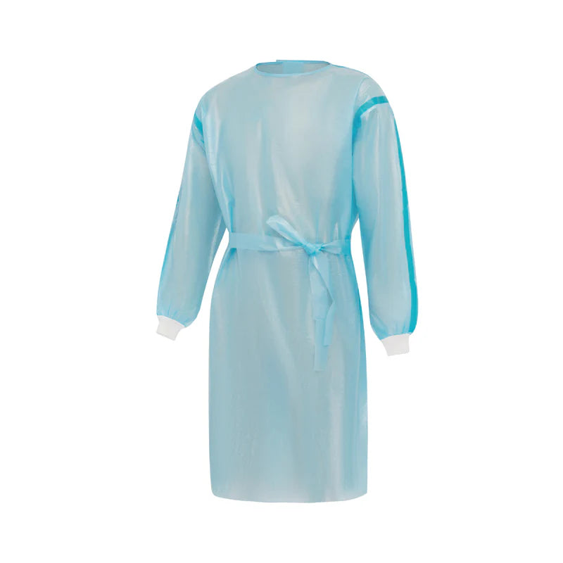 ISO Gown Level 3 Blue – Knitted Cuff, Seam Taped, 45gsm - 50 Pk