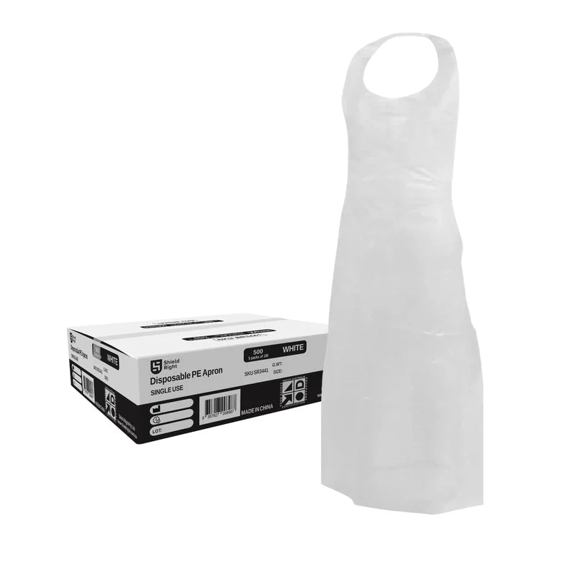 LDPE Disposable Aprons White – 500 Pack