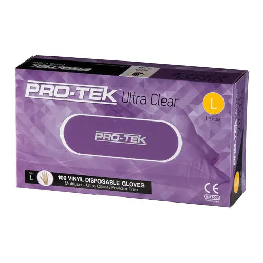 Protek Natural Disposable Vinyl Gloves POWDERN FREE (10x100pcs)
