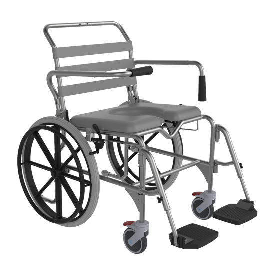 Aspire Swing Away Footrest Shower Commode - Self Propelled