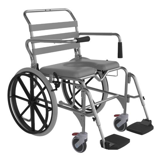 Aspire Swing Away Footrest Shower Commode - Self Propelled