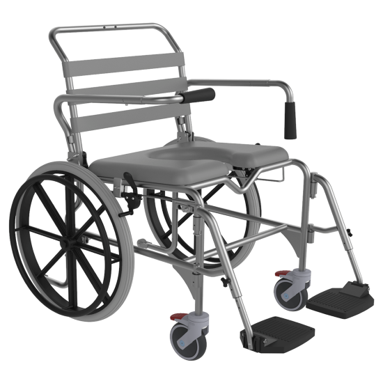 Aspire Swing Away Footrest Shower Commode - Self Propelled