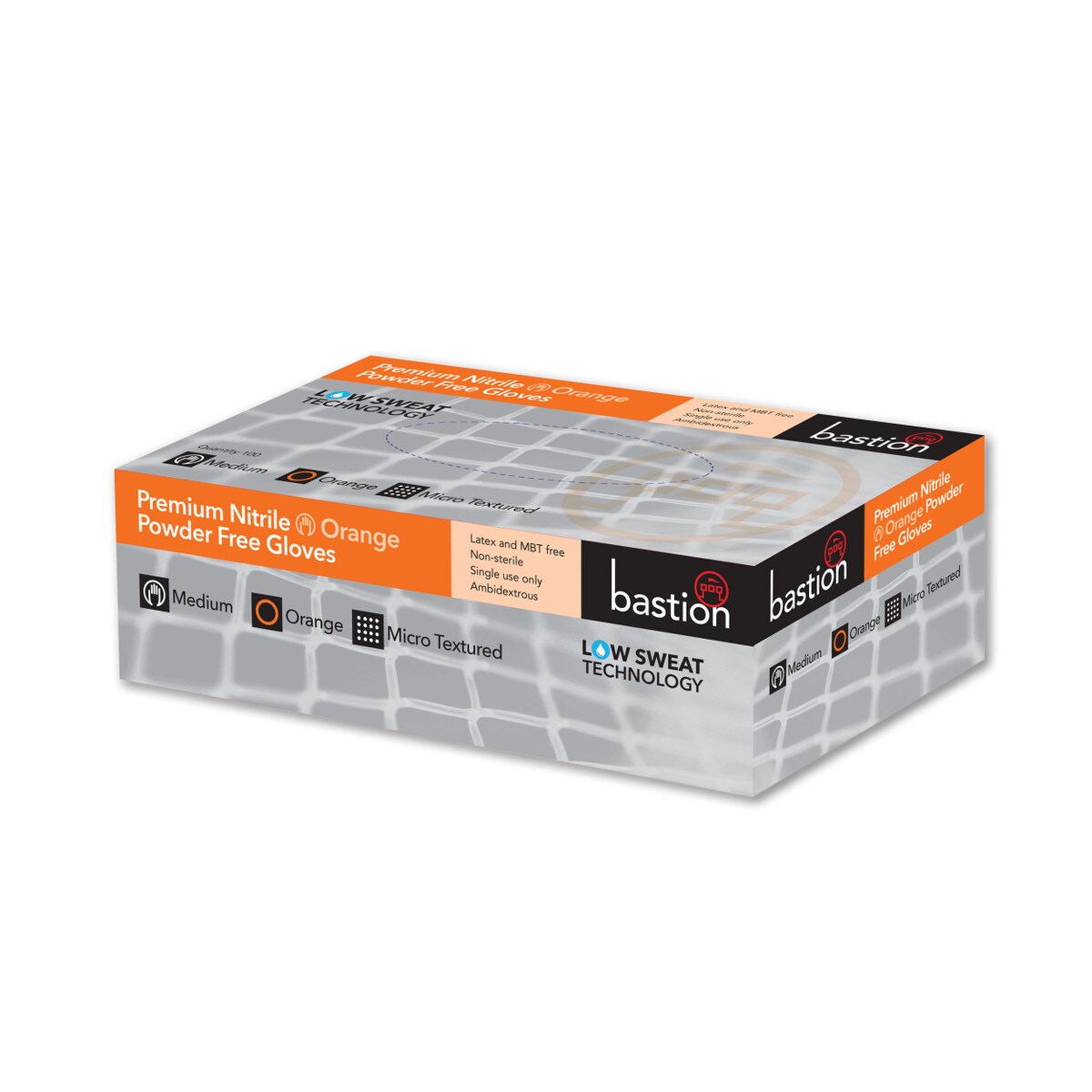 Bastion Premium Nitrile Powder Free Gloves - Orange