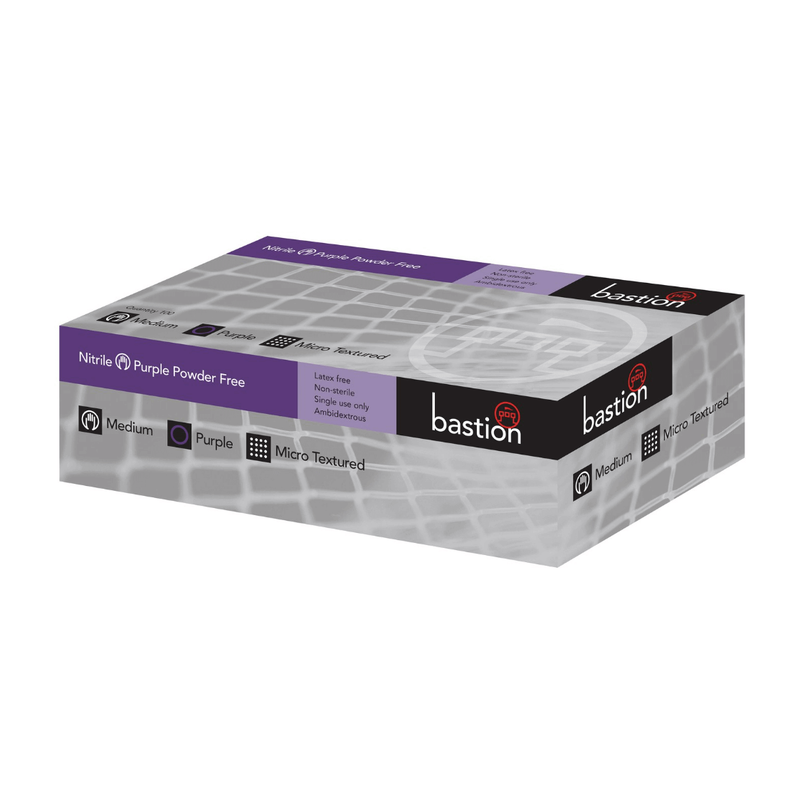 Bastion Nitrile Powder Free Gloves - Purple