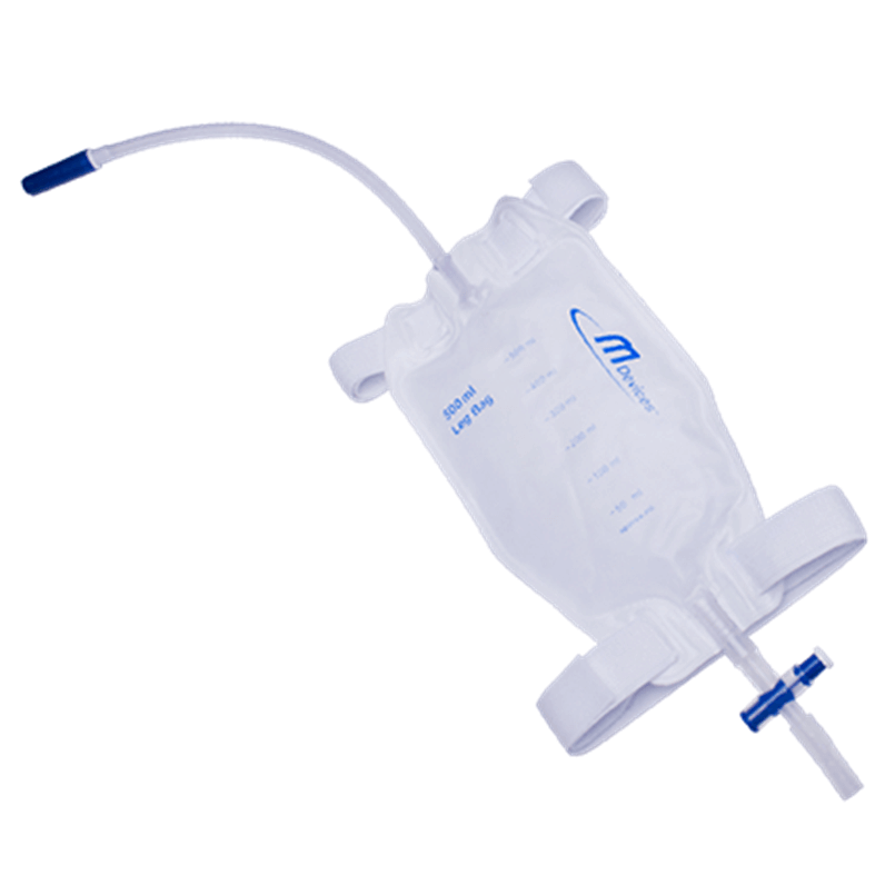 Leg Bag T-Tap Non-Return Valve with Silicone Lined Straps and Fabric Fastener 750mL - All Sizes