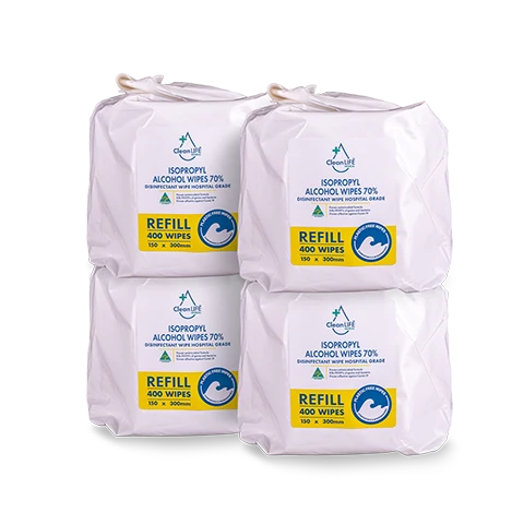 CleanLIFE Isopropyl Alcohol Wipes 70% Tub Refill - 400 wipes