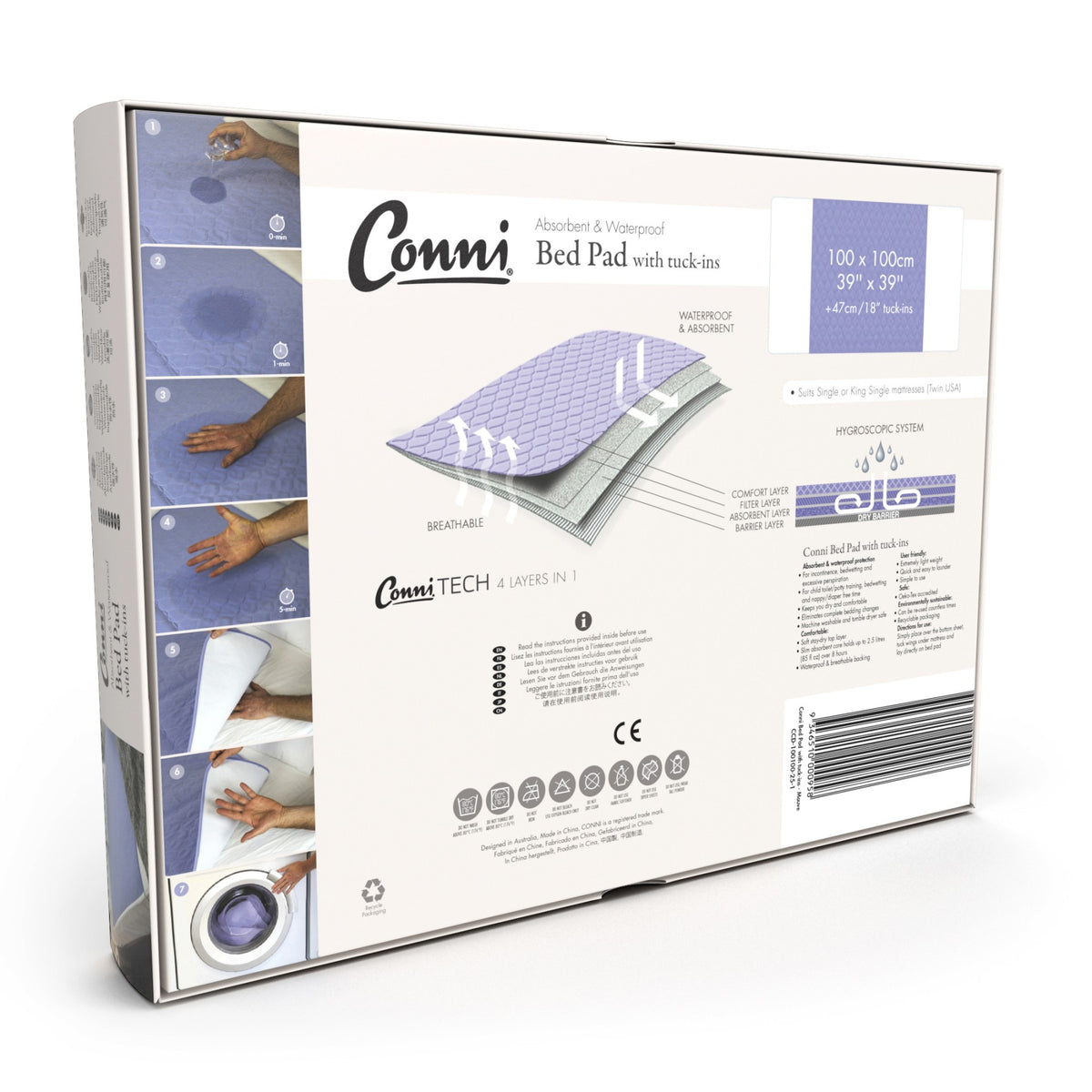 Conni Reusable Bed Pad with Tuck-ins