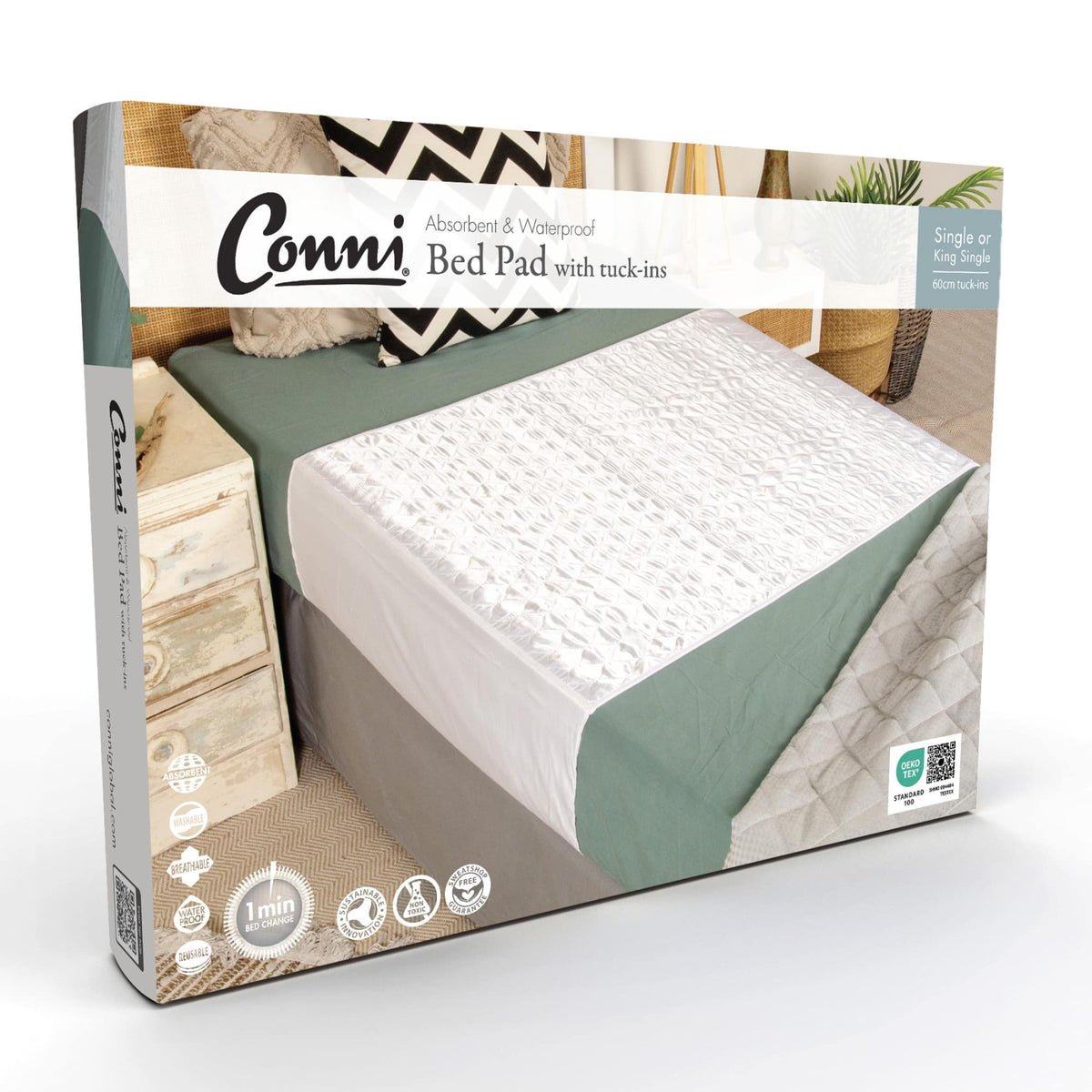 Conni Reusable Bed Pad with Tuck-ins