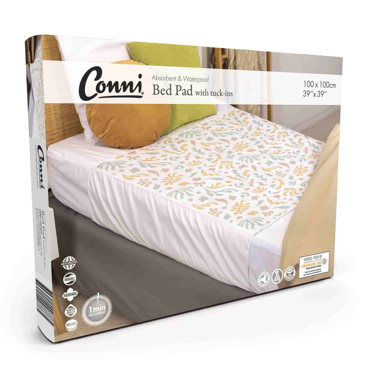 Conni Reusable Bed Pad with Tuck-ins