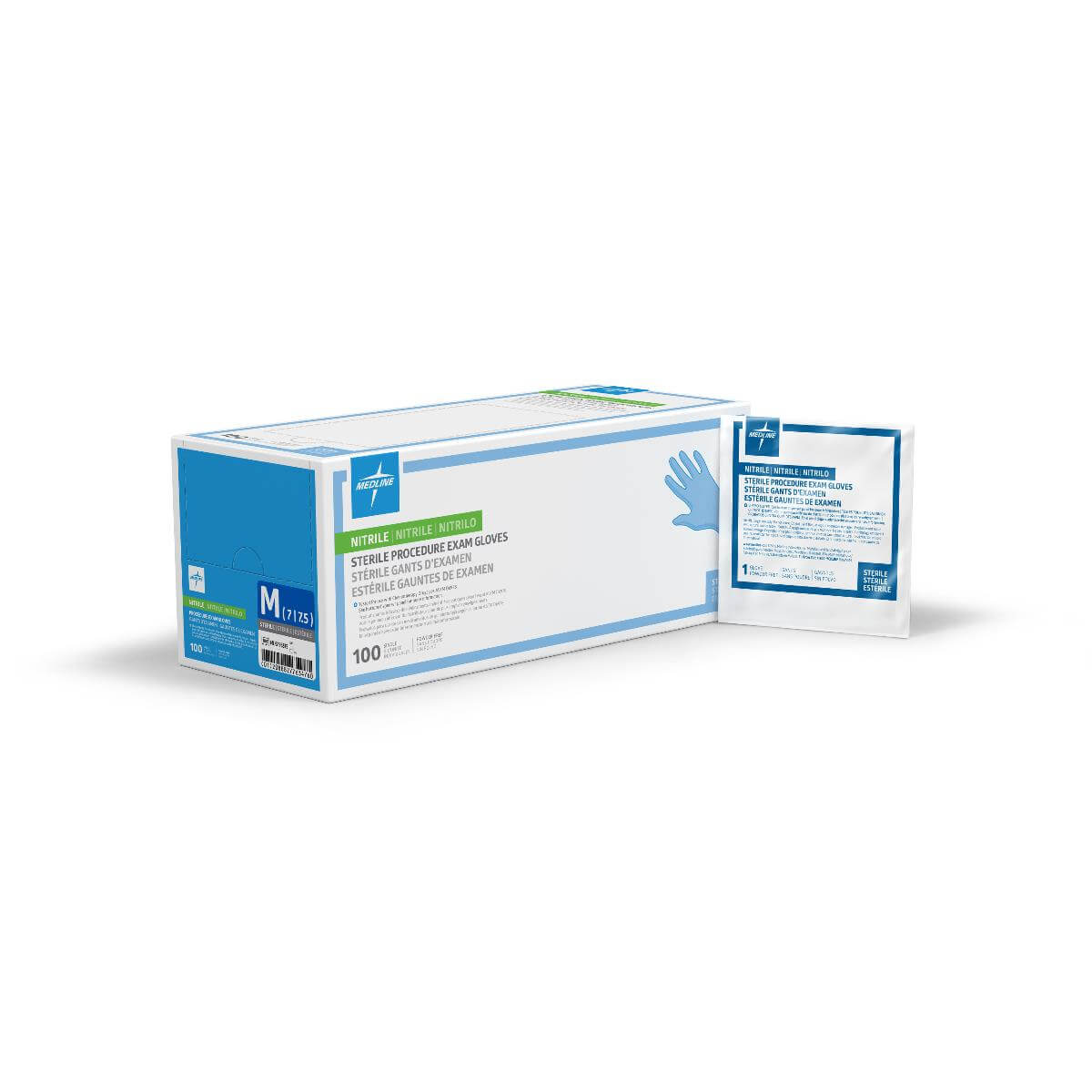Medline Nitrile Sterile Powder Free Exam Gloves - Blue