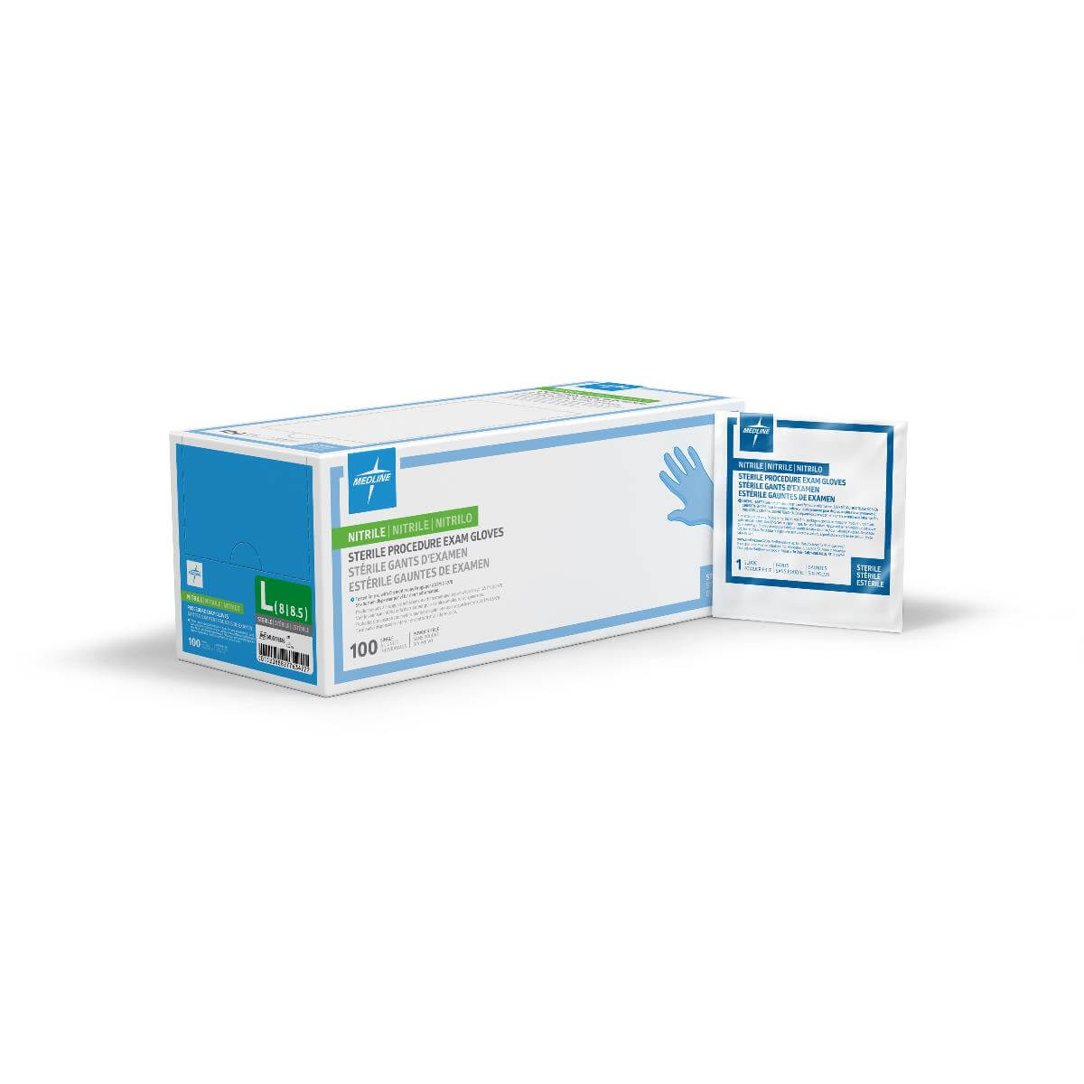 Medline Nitrile Sterile Powder Free Exam Gloves - Blue