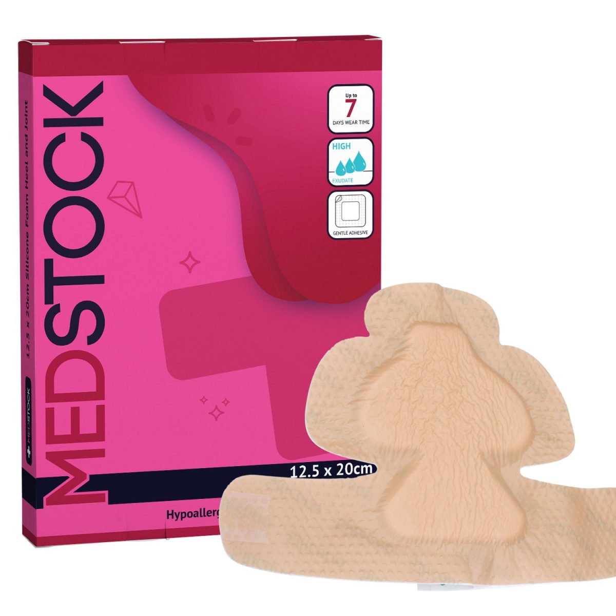 Silicone Foam Heel and Joint Dressing With Border