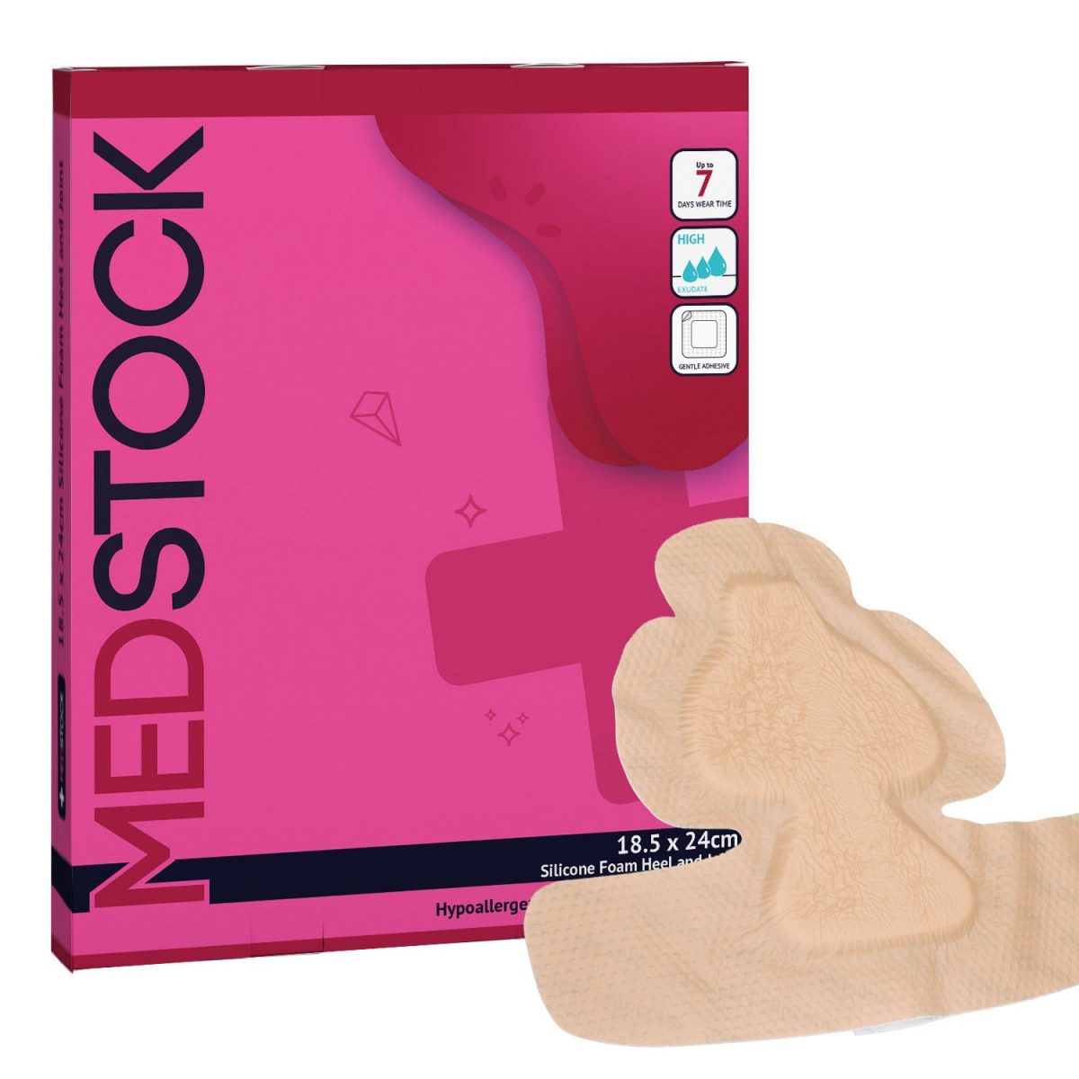 Silicone Foam Heel and Joint Dressing With Border