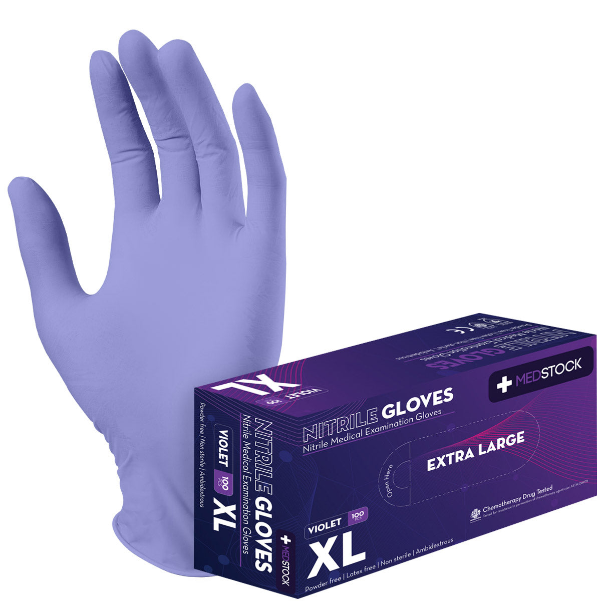 Medstock Violet - Nitrile Medical Examination Gloves (Chemo Approved)