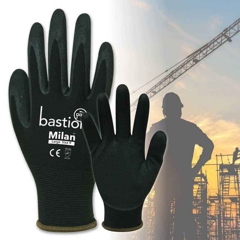 Bastion Milan Black Nylon Gloves