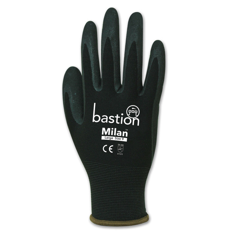Bastion Milan Black Nylon Gloves