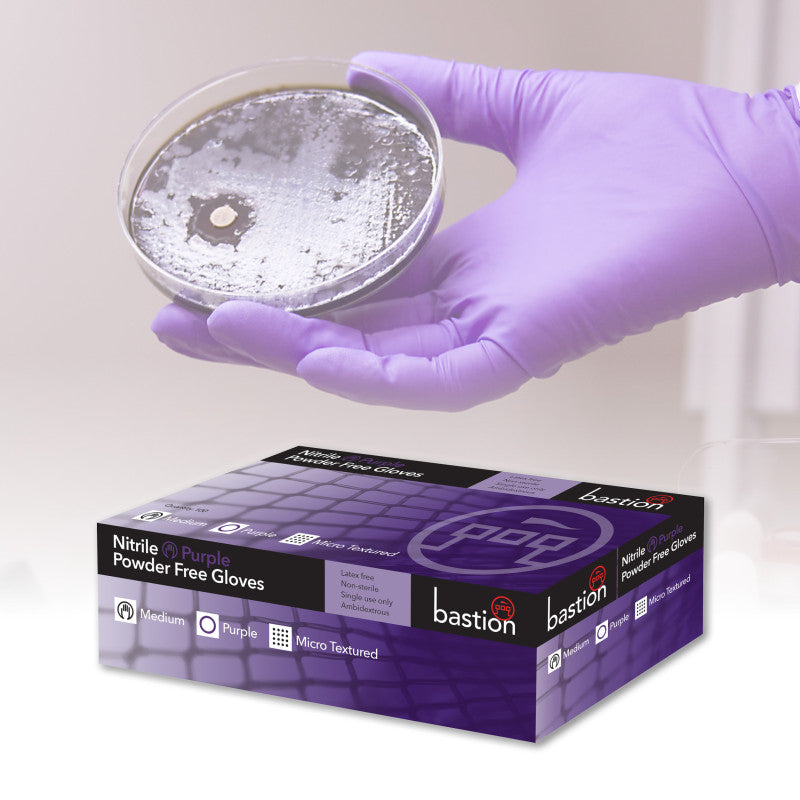Bastion Nitrile Powder Free Micro Textured Gloves - Purple