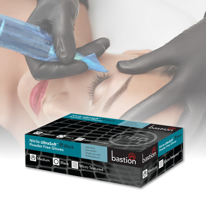 Bastion Nitrile Ultra Soft Powder Free Finger Micro Textured Gloves - Black