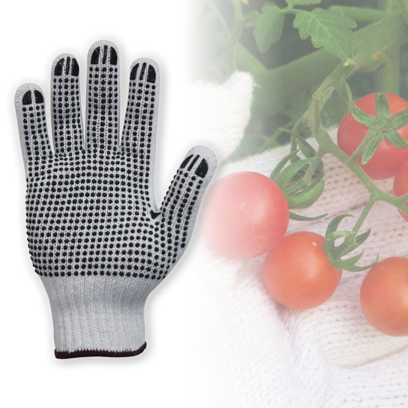 Bastion Polycotton Gloves with Black PVC Dots - Bleached