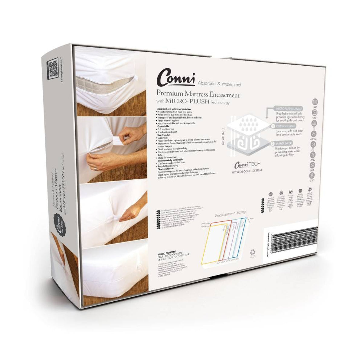 Conni Premium Waterproof Mattress Encasement with Micro-Plush Technology