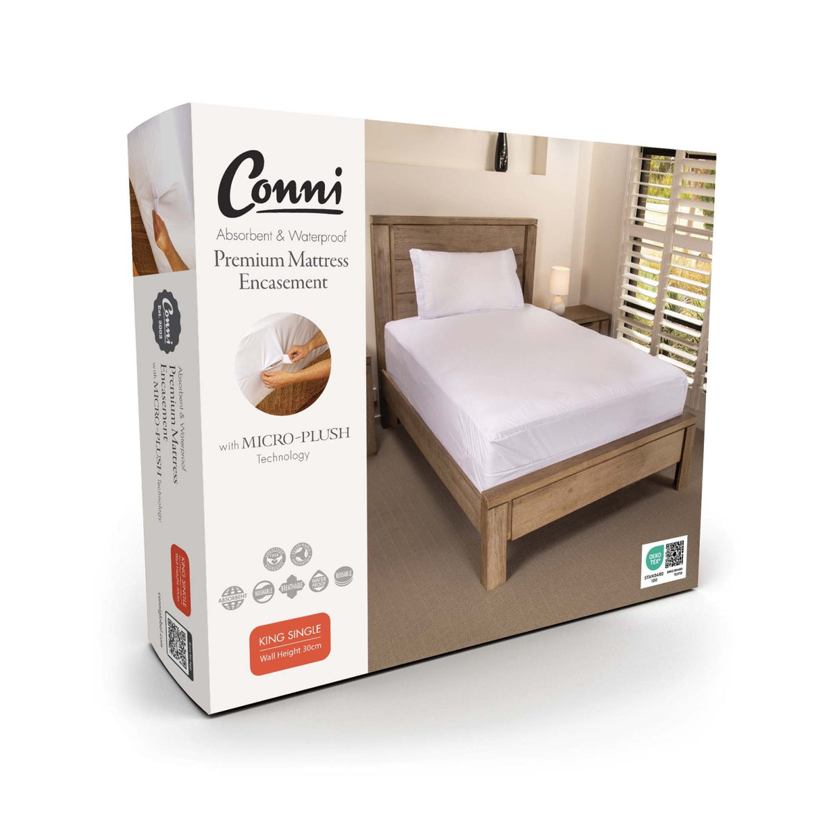 Conni Premium Waterproof Mattress Encasement with Micro-Plush Technology