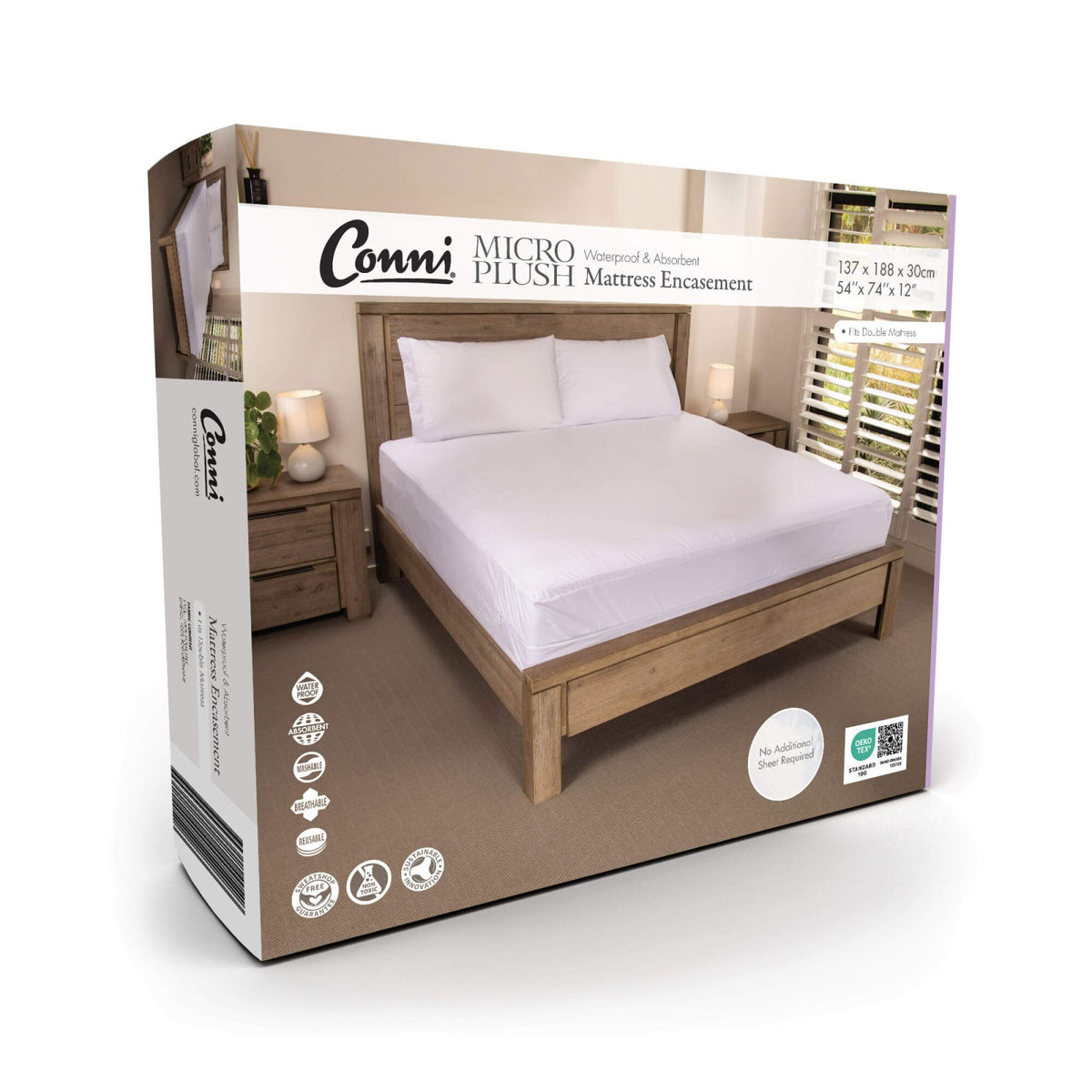 Conni Premium Waterproof Mattress Encasement with Micro-Plush Technology
