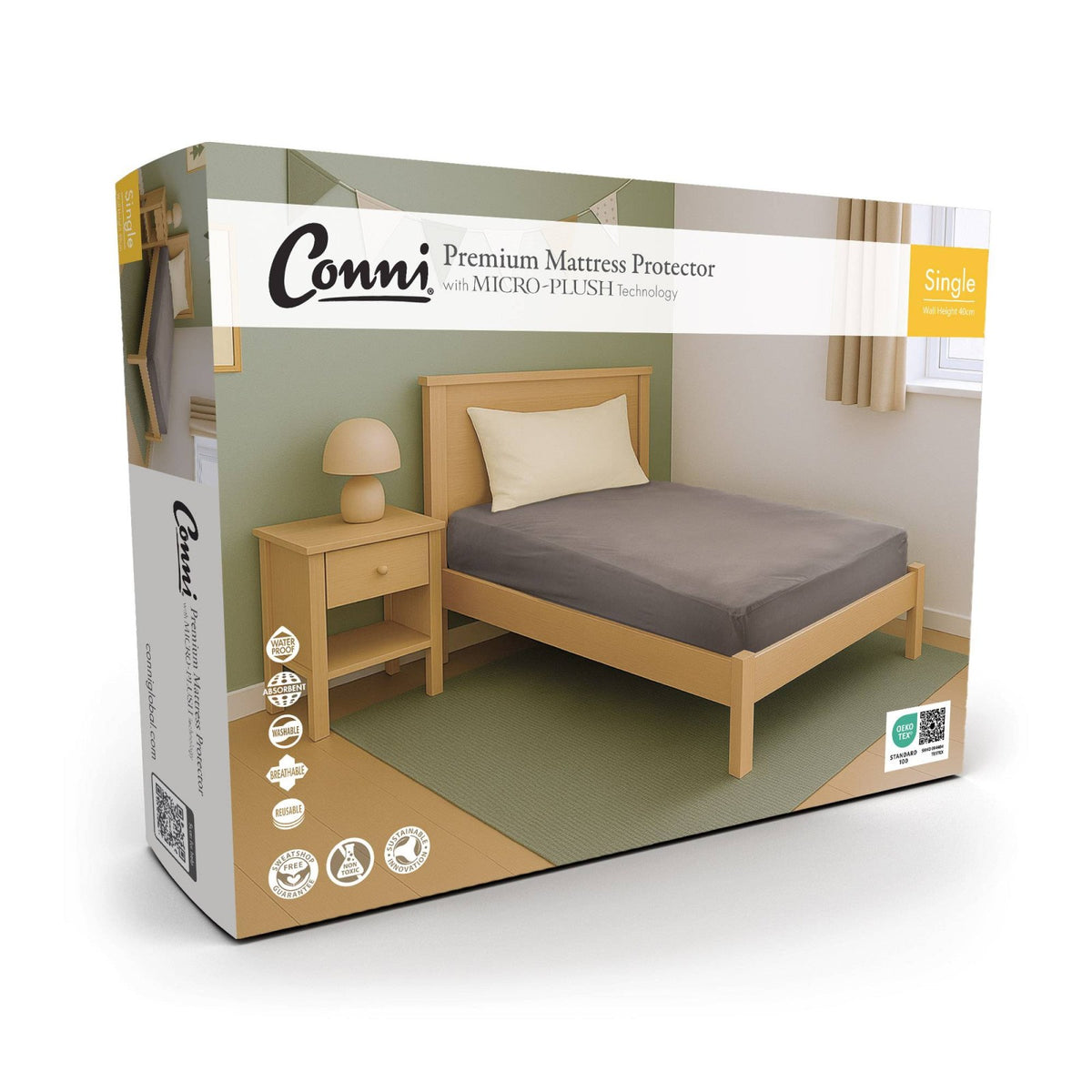 Conni Premium Waterproof Mattress Protector with Micro-Plush Technology