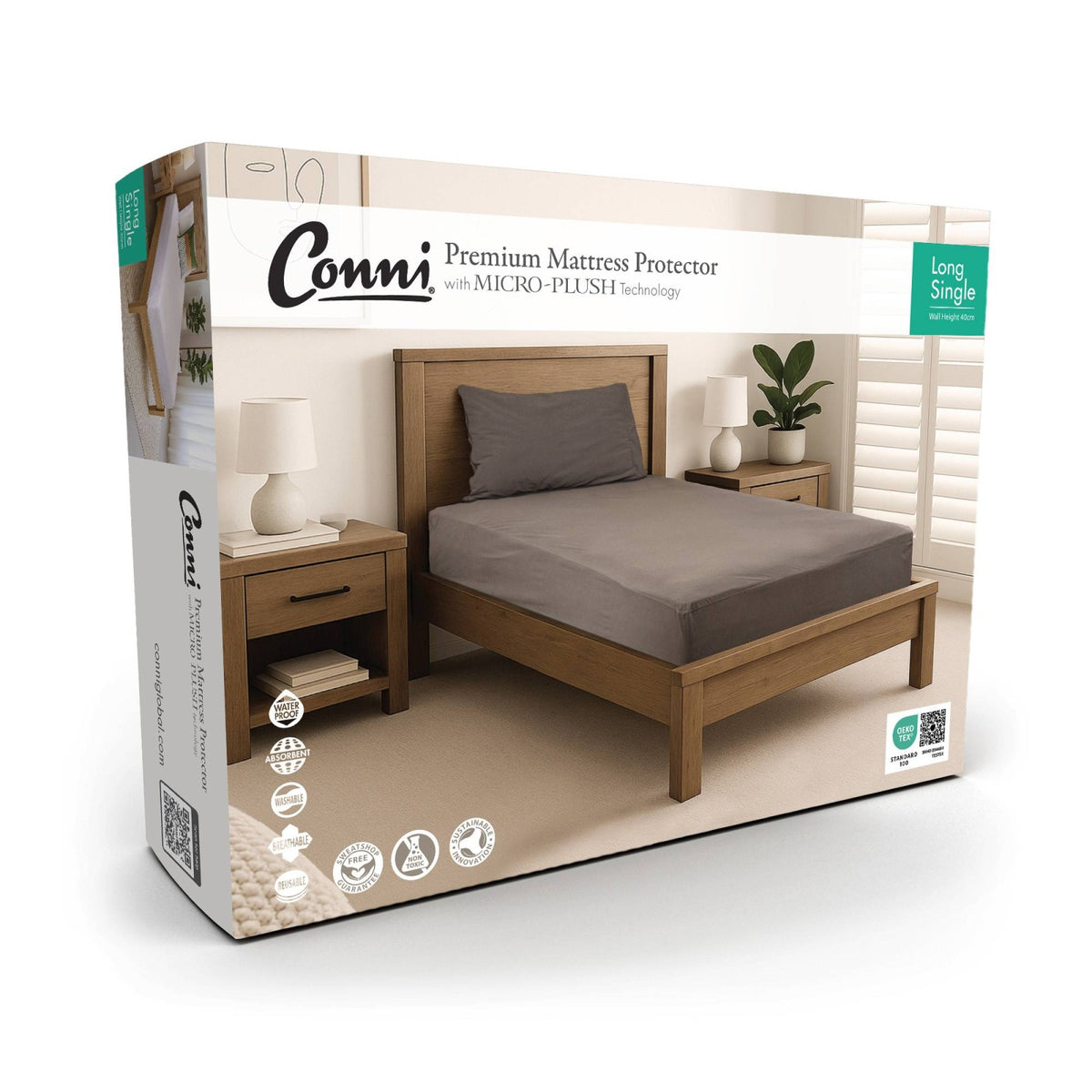 Conni Premium Waterproof Mattress Protector with Micro-Plush Technology