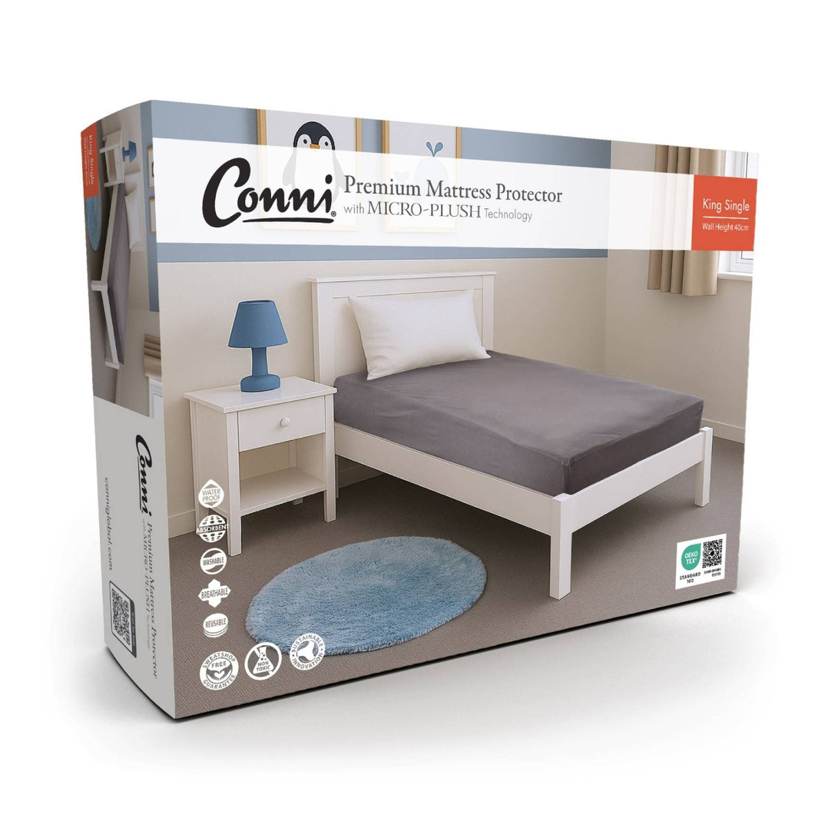Conni Premium Waterproof Mattress Protector with Micro-Plush Technology