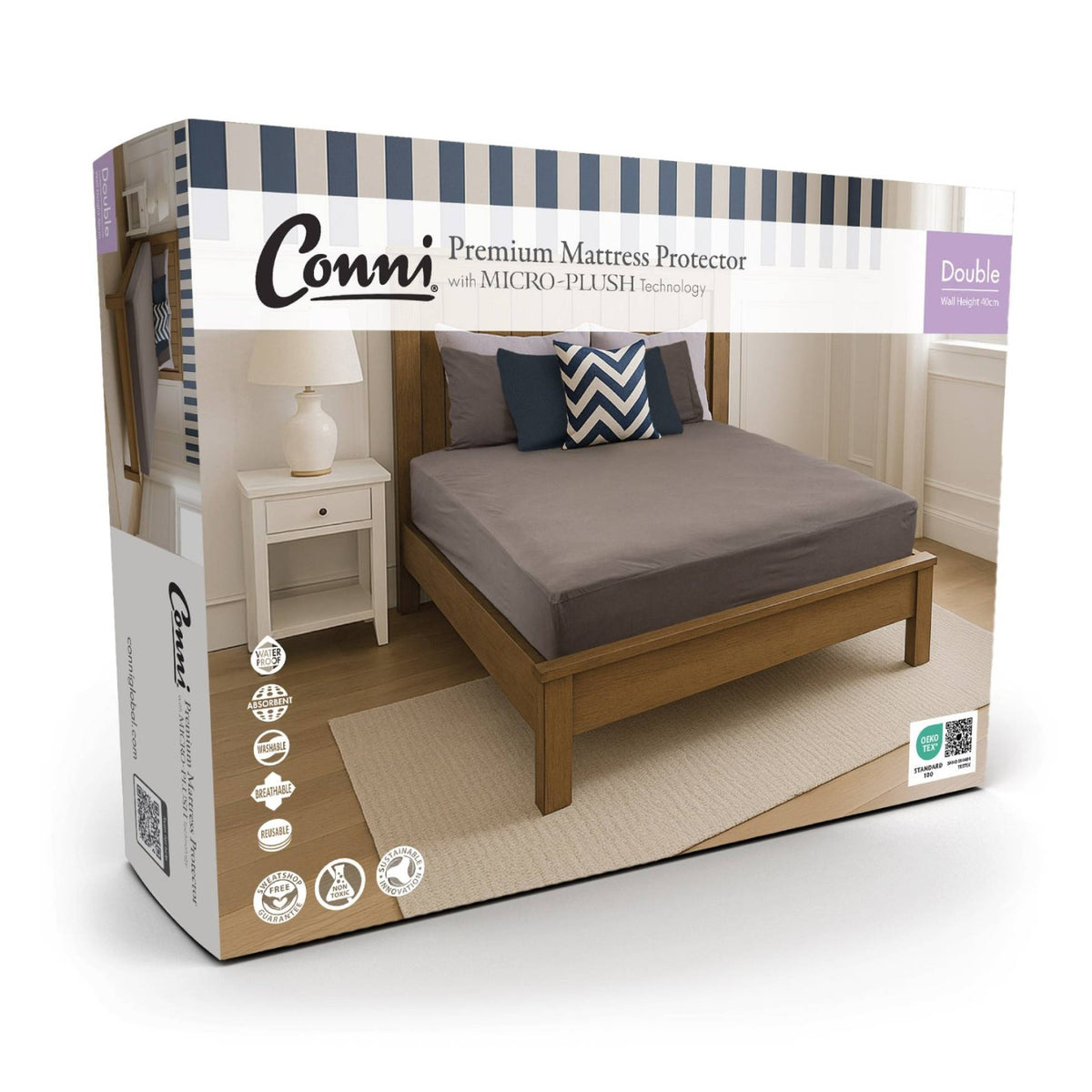 Conni Premium Waterproof Mattress Protector with Micro-Plush Technology