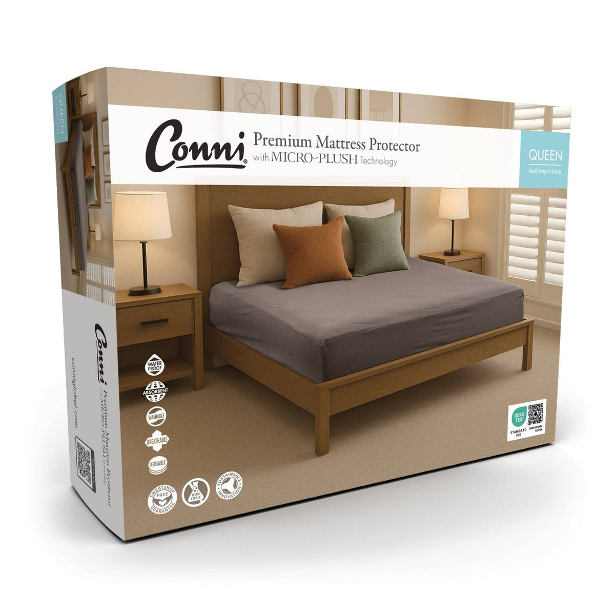 Conni Premium Waterproof Mattress Protector with Micro-Plush Technology