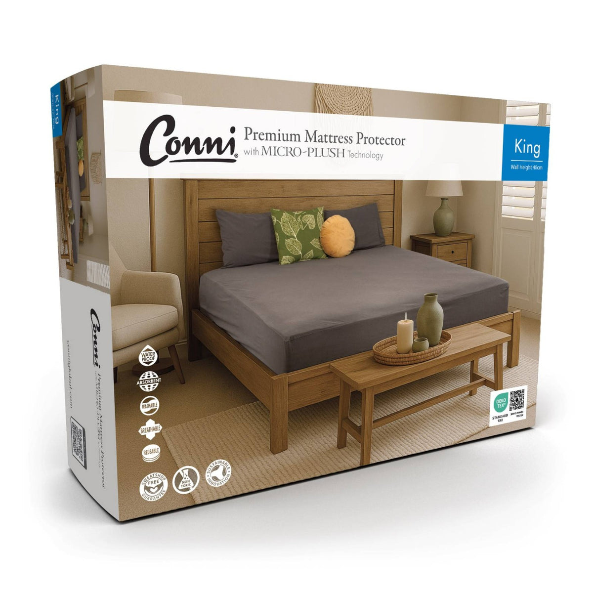 Conni Premium Waterproof Mattress Protector with Micro-Plush Technology