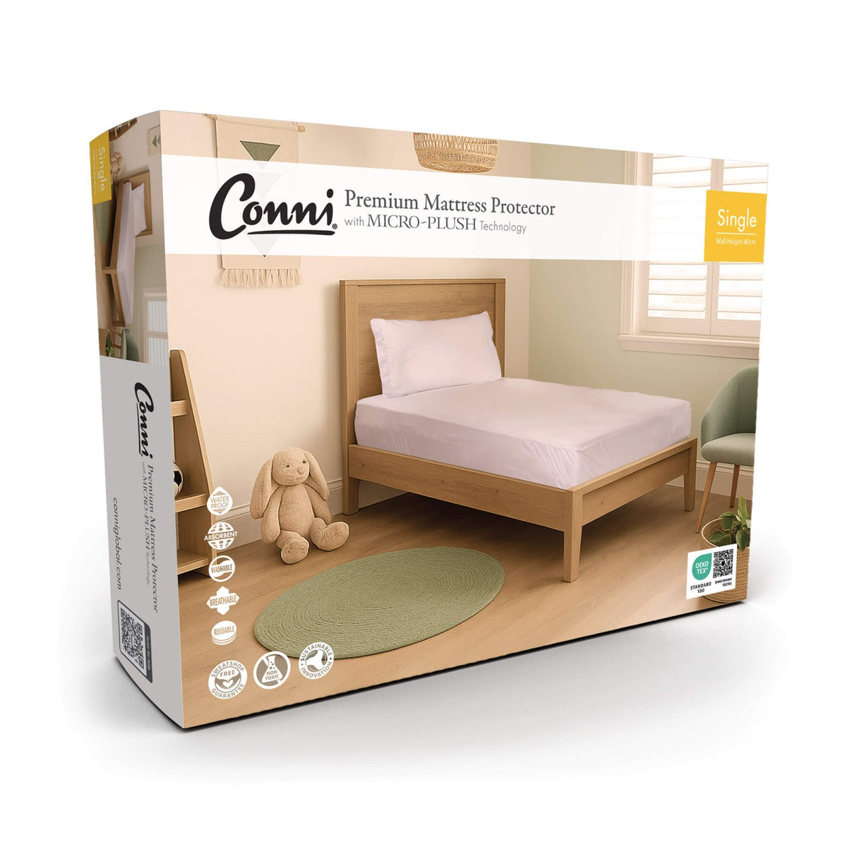 Conni Premium Waterproof Mattress Protector with Micro-Plush Technology