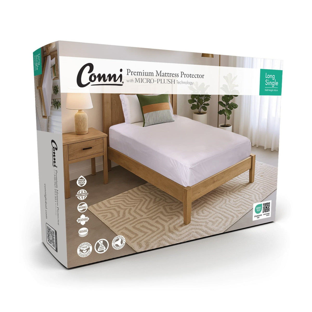 Conni Premium Waterproof Mattress Protector with Micro-Plush Technology