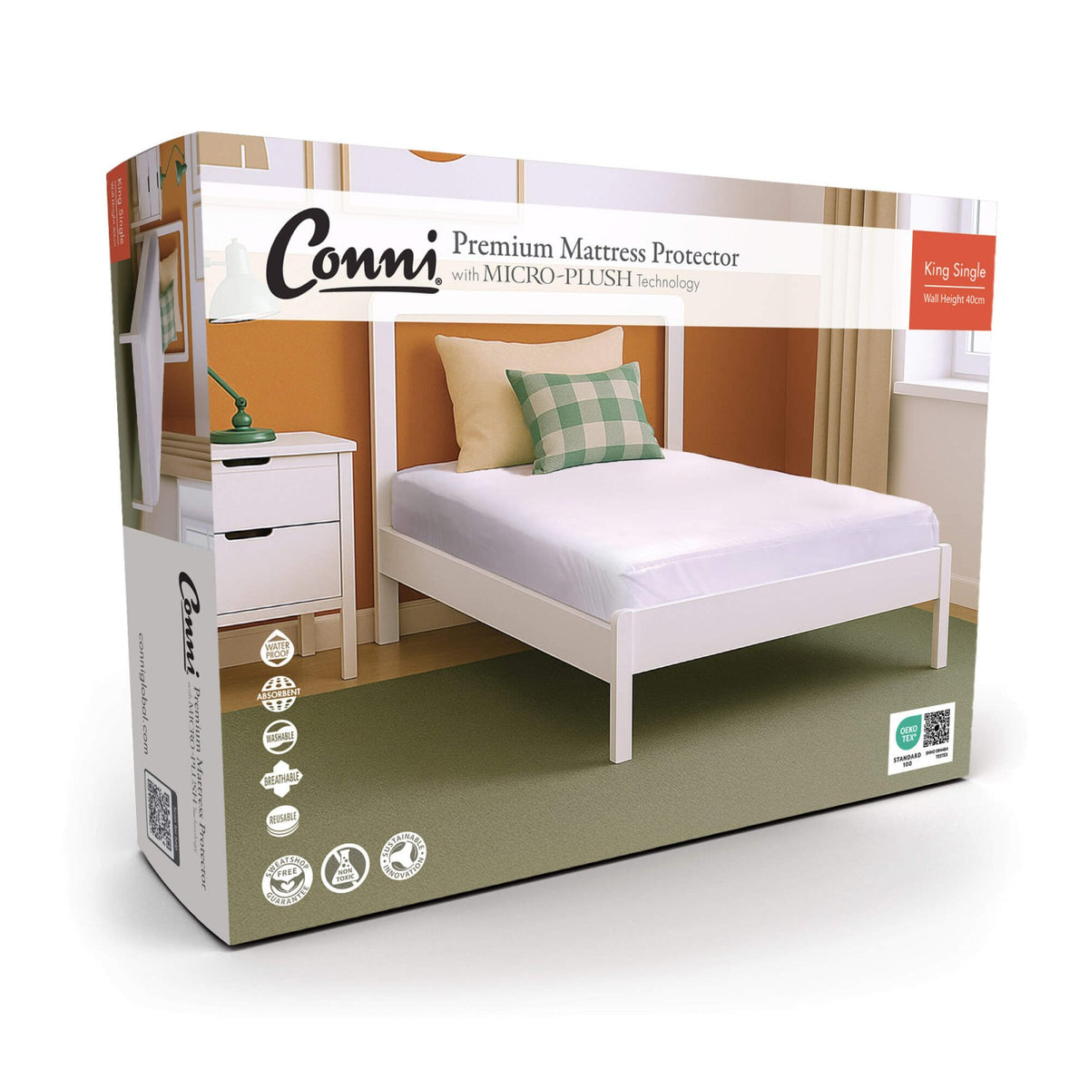 Conni Premium Waterproof Mattress Protector with Micro-Plush Technology