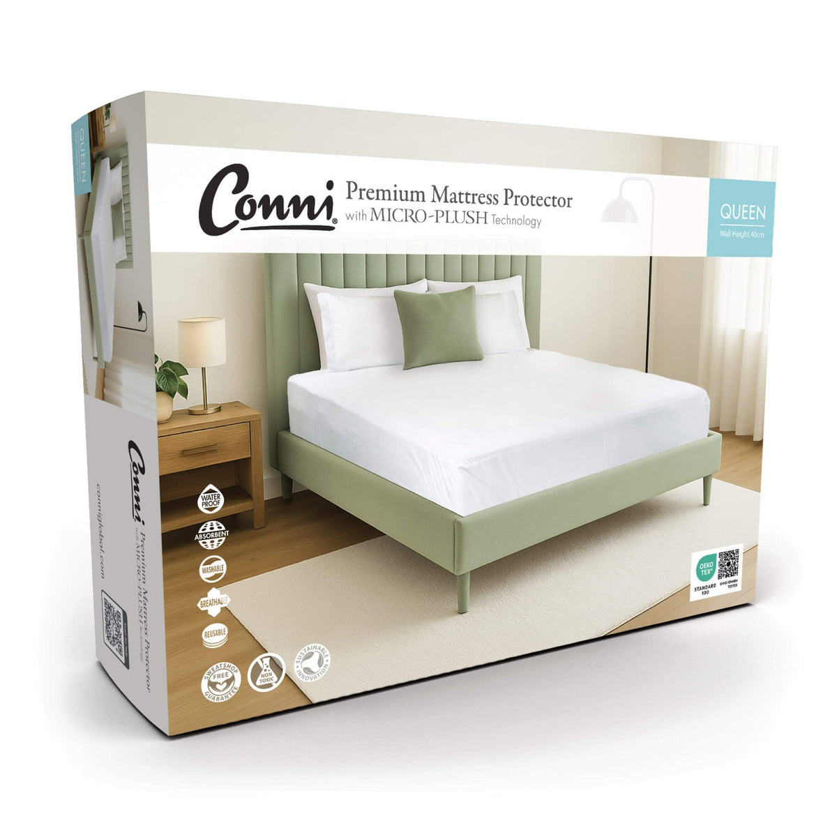 Conni Premium Waterproof Mattress Protector with Micro-Plush Technology
