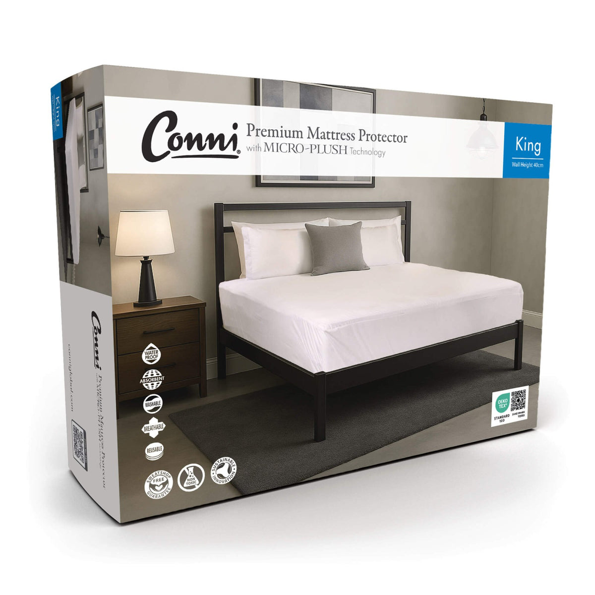 Conni Premium Waterproof Mattress Protector with Micro-Plush Technology