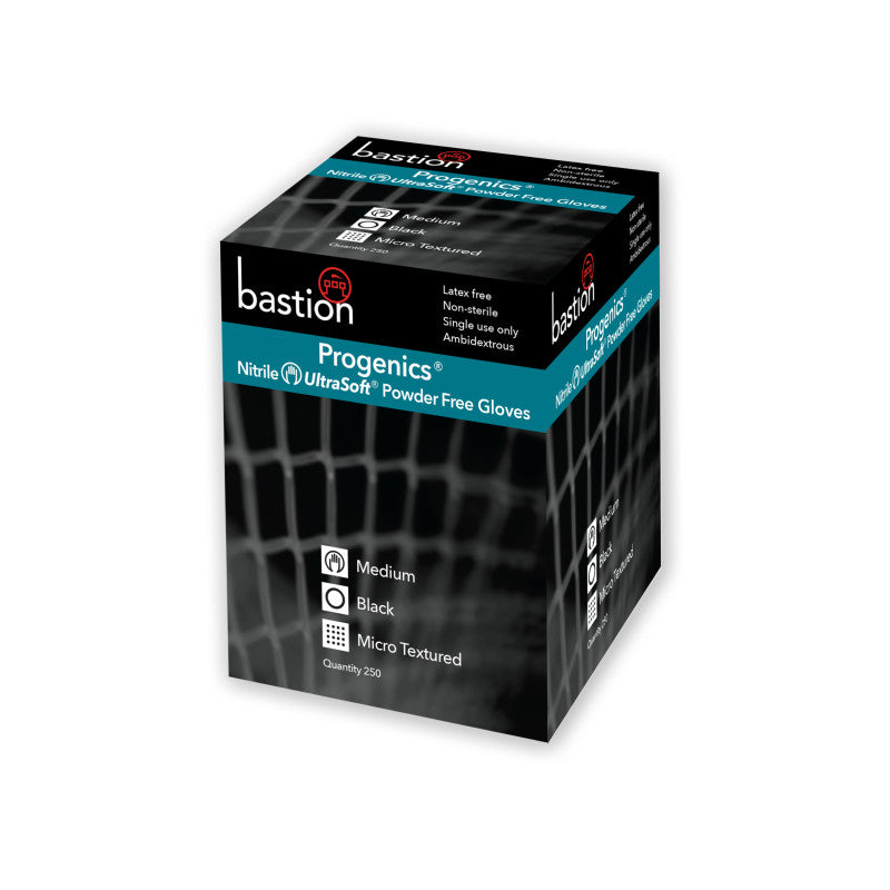 Bastion Progenics Nitrile Ultra Soft Powder Free Gloves - Black