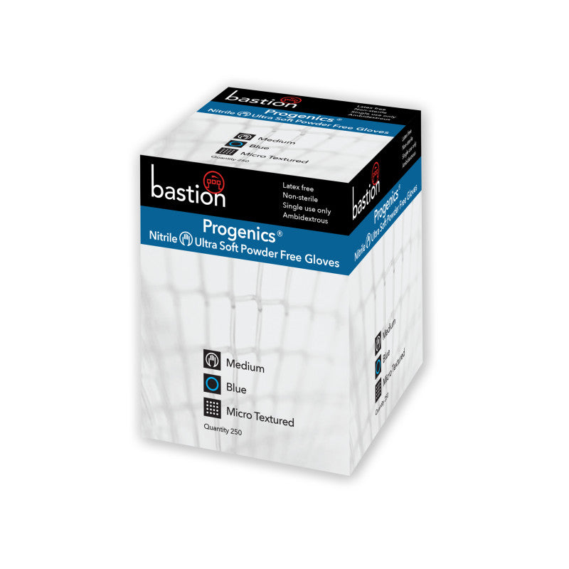 Bastion Progenics Nitrile Ultra Soft Blue Gloves - Powder Free