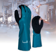 Bastion Rapallo 350mm Cut A Nitrile Chemical Resistant Gloves - Black
