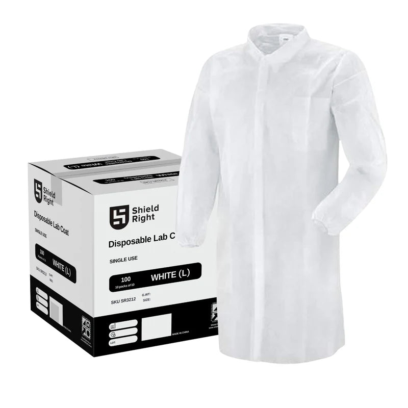Disposable Lab Coats White – 100 Pack