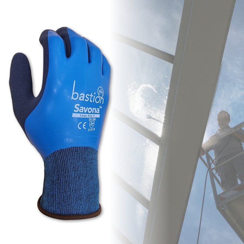 Bastion Savona Blue Nylon Full Latex Coating Gloves