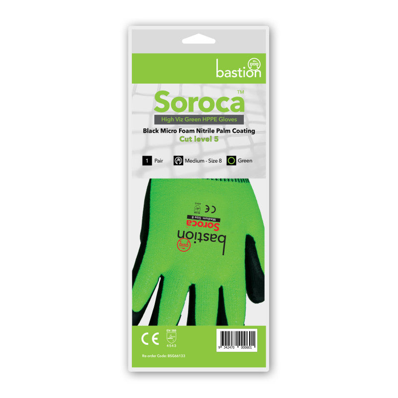 Bastion Soroca Cut 5 High Viz Green HPPE Gloves