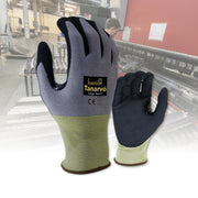 Bastion Tanarvo Cut F Grey/Yellow Gloves - Black Micro Foam