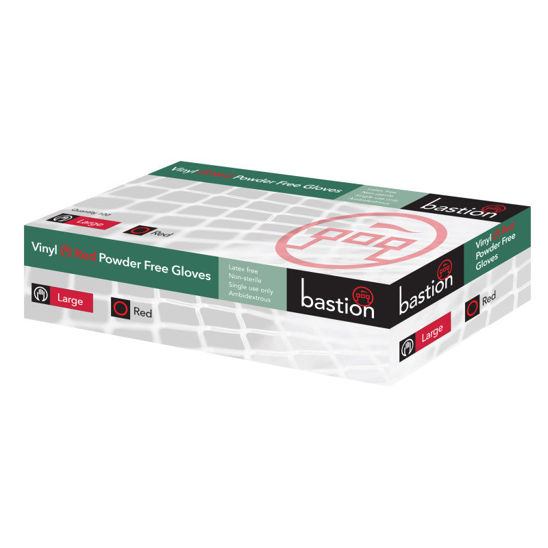 Bastion Vinyl Powder Free Gloves - Red